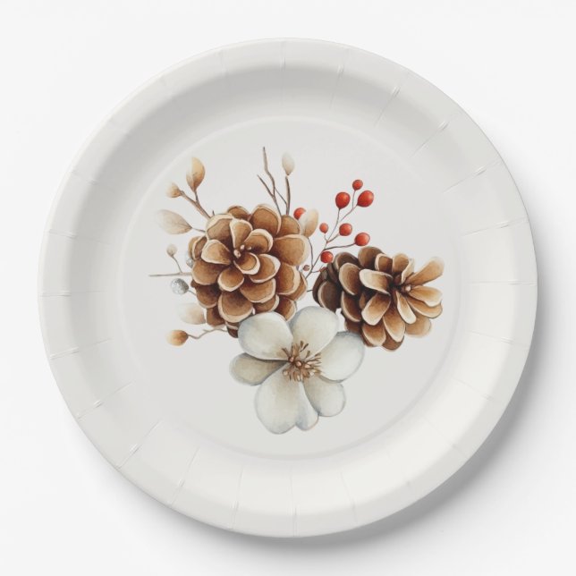 Woodland Pinecone and Cranberry  Pappteller (Vorderseite)