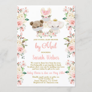Woodland pink floral Baby Dusche per Post Einladung