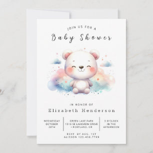 Woodland Printable Bear Baby Dusche Einladung