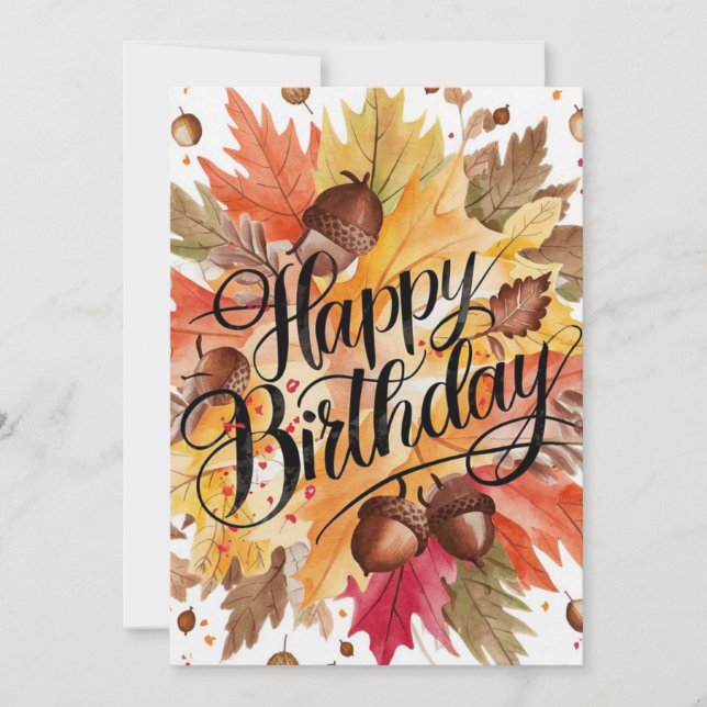 Woodland Pumpkin Herbst glücklich Geburtstag Karte (Vorderseite)