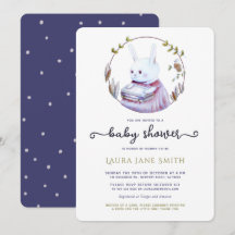 Woodland Rabbit Navy Green Books Girl Baby Dusche