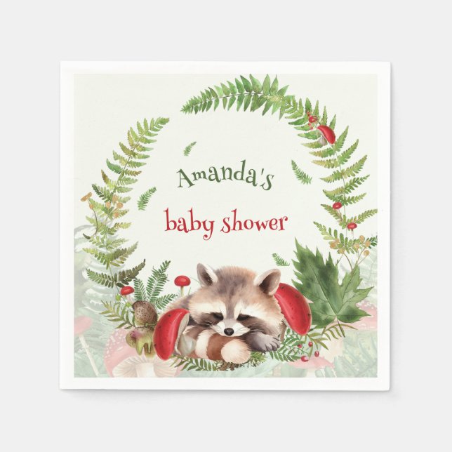 Woodland Raccoon Babydusche Serviette (Vorderseite)