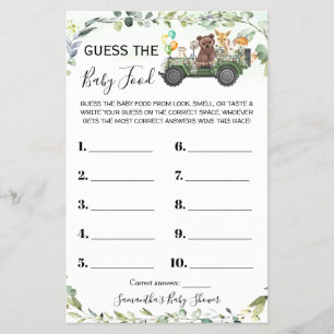 Woodland-Ratespiel für Babynahrung - Baby Shower S Flyer