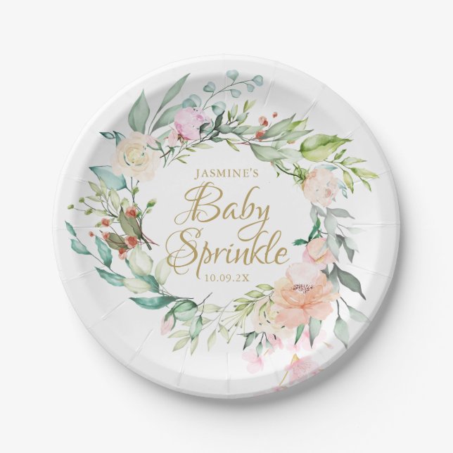 Woodland Rose Paare Kindersprinkle / Dusche Pappteller (Vorderseite)