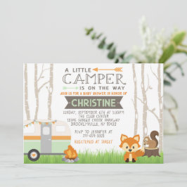 Woodland RV Camper Forest Animals Baby Dusche Einladung