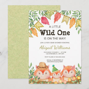Woodland Safari Fox Familiendusche Einladung