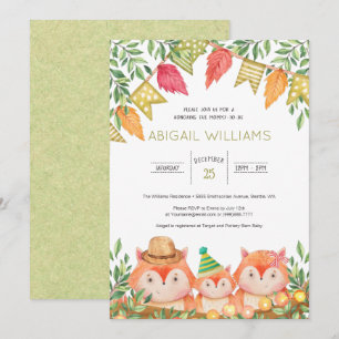 Woodland Safari Fox Family Baby shower Invitation