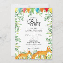 Woodland Safari Fox Mutter & Baby Babydusche Einladung