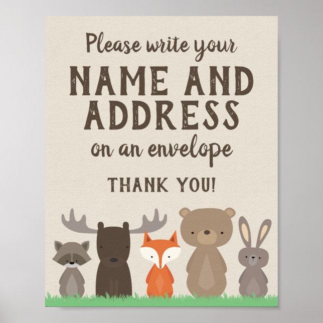 Woodland schreiben Sie Ihren Namen und Ihre Adress Poster (Vorne)