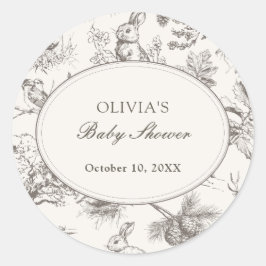 Woodland Sketch Allover Print Baby Shower Runder Aufkleber