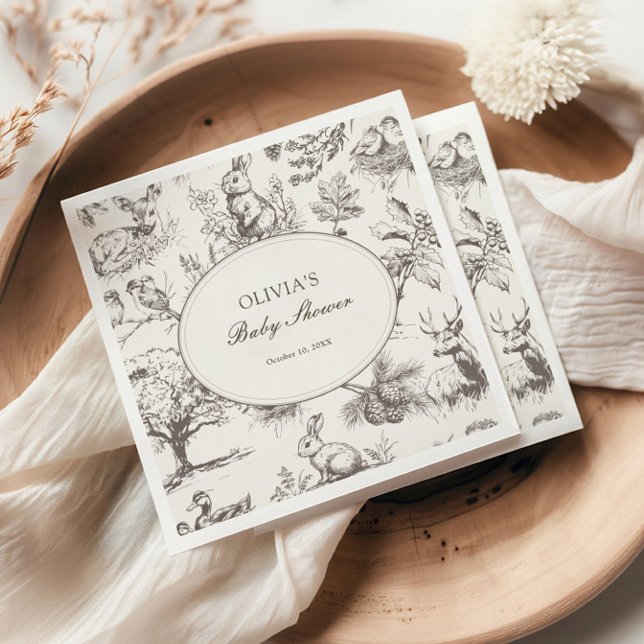 Woodland Sketch Allover Print Baby Shower Serviette (Von Creator hochgeladen)