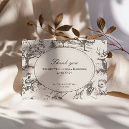 Woodland Sketched Allover Print Baby Shower Dankeskarte