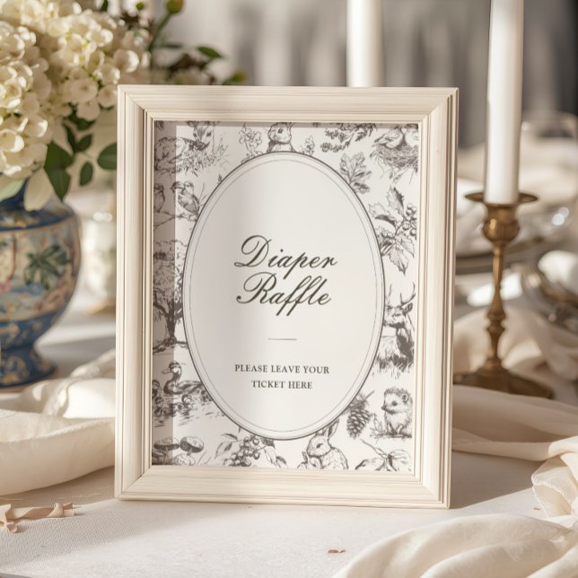 Woodland Sketched Baby Shower Diaper Raffle Poster (Von Creator hochgeladen)