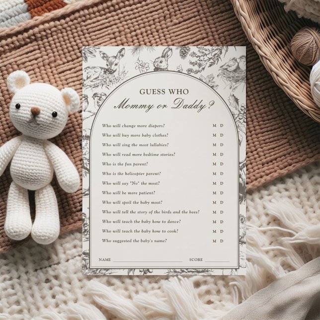 Woodland Sketched Guess Who Game Card Einladung (Von Creator hochgeladen)