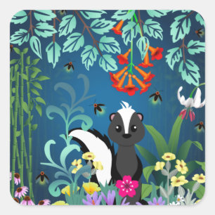 Woodland Skunk Quadratischer Aufkleber