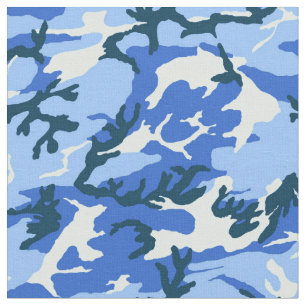Woodland Sky Blue Camouflage Stoff