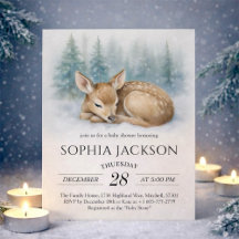 Woodland Sleeping Baby Deer Winter Baby Shower