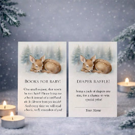Woodland Sleeping Baby Deer Winter Diaper Raffle Begleitkarte
