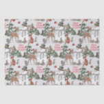 Woodland Snowman Deer Fox Christmas wünscht Grau Seidenpapier<br><div class="desc">"Warme Winterwünsche" heißen Sie willkommen und heißen Sie selbst an einem grauen, schneebedeckten Wintertag willkommen! Mein originelles Kunstwerk ist für einen fröhlichen Schneemann, der von Tierfreunden aus dem Wald aufgegeben wurde. Der graue Hintergrund lässt einen kalten Tag im Wald vermuten, aber jeder kann sich gut treffen. Es gibt eine Blüte,...</div>