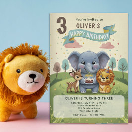 Woodland Storybook Animals 3rd Birthday Einladung