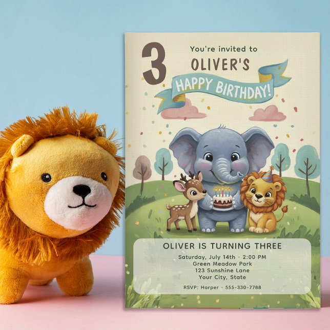 Woodland Storybook Animals 3rd Birthday Einladung (Von Creator hochgeladen)