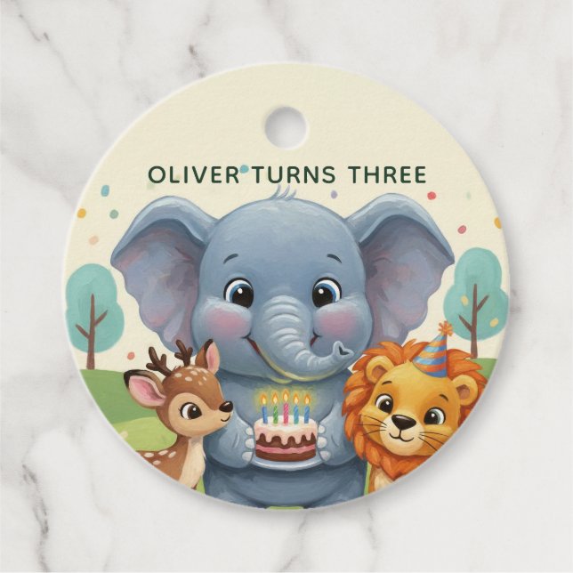 Woodland Storybook Animals 3rd Birthday Geschenkanhänger (Vorderseite)