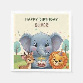 Woodland Storybook Animals Happy Birthday Serviette