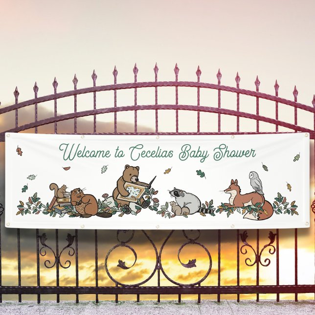 Woodland Storybook Babydusche Willkommen Banner (Woodland Storybook Baby Shower Welcome Banner)