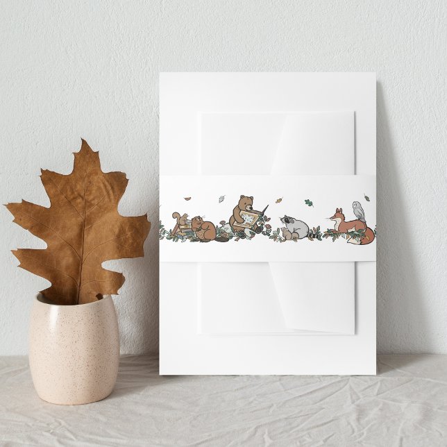 Woodland Storybook Forest Animals Baby Dusche Einladungsbanderole (Woodland Storybook Baby Shower Belly Band)