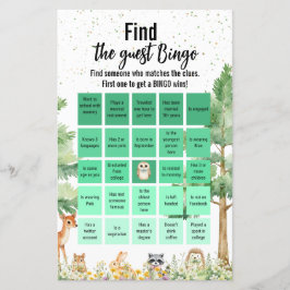 Woodland süße Tier Baby Dusche Bingo Spiel