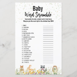 Woodland süße Tier Baby Dusche Wort Rührei