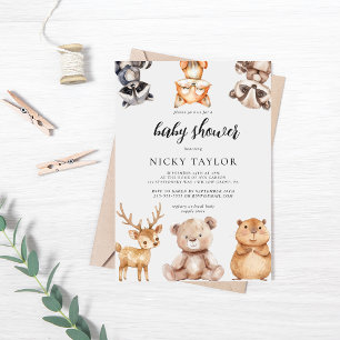 Woodland Süße Tier Babydusche Einladung