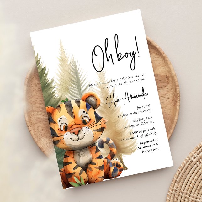 Woodland Süße Tier Tiger Baby Dusche Einladung (Von Creator hochgeladen)