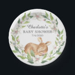 Woodland Sweet Deer Baby Shower 7" Plättchen Pappteller<br><div class="desc">Adorable Baby lieber schlafen auf einer Blume & grüne Bett Baby Dusche Papierteller    Matching Artikel in unserem Shop verfügbar.</div>