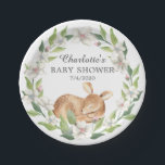 Woodland Sweet Deer Baby Shower 7" Plättchen Pappteller<br><div class="desc">Adorable Baby lieber schlafen auf einer Blume & grüne Bett Baby Dusche Papierteller    Matching Artikel in unserem Shop verfügbar.</div>