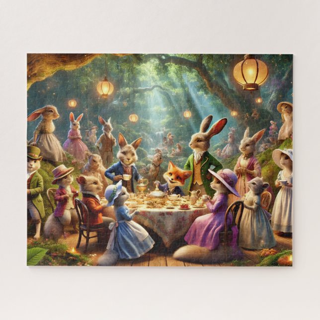 Woodland Tea Party Whimsical Forest Animals (Horizontal)