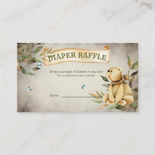 Woodland Teddy Bear Boy Babydusche Windelwindeln Begleitkarte (Vorderseite)
