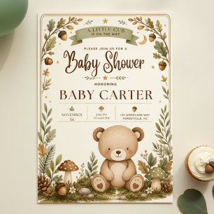 Woodland-Teddybär-Baby-Shower-Einladung  Einladung