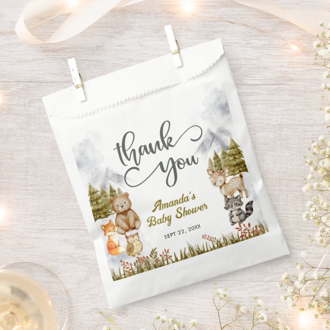 Woodland Thank You Forest Animals Baby Shower Geschenktütchen (Ausgeschnitten)