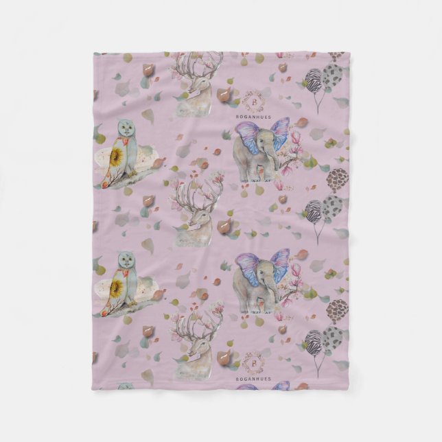 Woodland Theme Baby Fleecedecke (Vorderseite)