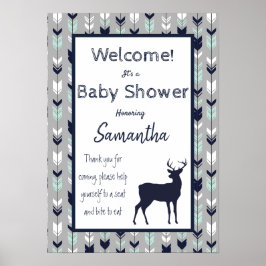 Woodland Theme Baby Showposter - Minze, Navy, gr Poster