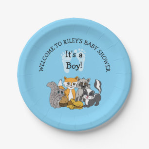 Woodland Themed Boy's Baby Shower Paper Plate Pappteller