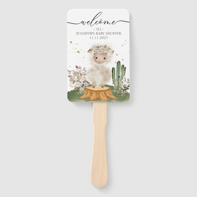Woodland Themed Sheep Welcome to Baby Shower Fächer (Vorderseite)