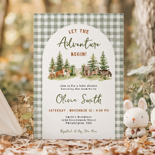 Woodland-Tier-Abenteuer Beginnt Baby Shower Einladung