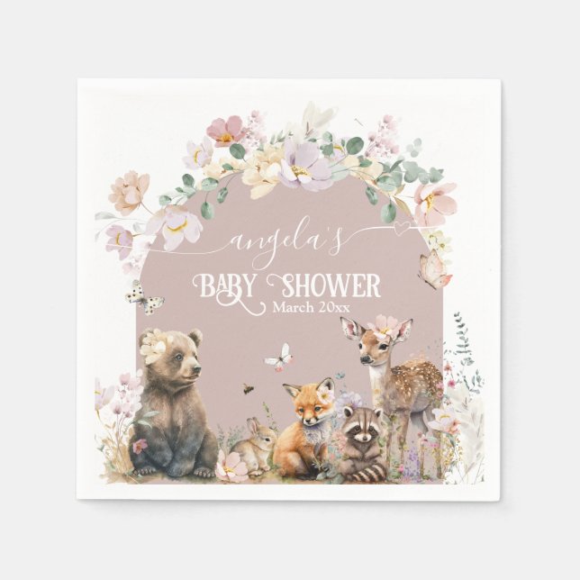 Woodland tierblütenmädchen Kinderdusche Serviette (Vorderseite)