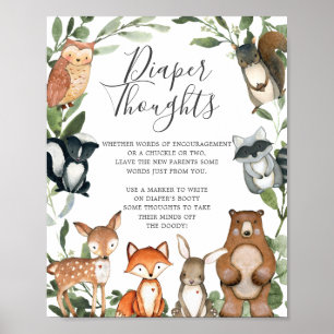 Woodland Tiere Baby Dusche Windeln Gedanken Unters Poster