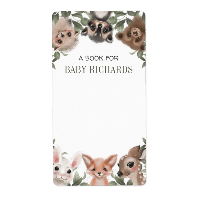 Woodland-Tiere Babyduschbücher-Aufkleber (Vorne)