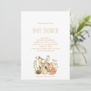 WOODLAND TIERE MODERNE MINIMAL BABY SHOWER   EINLADUNG
