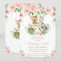 Woodland Tiere Rosa Blush Bloral Baby Dusche