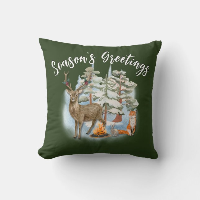 Woodland Tiere Weihnachtswirbel Kissen (Vorderseite)
